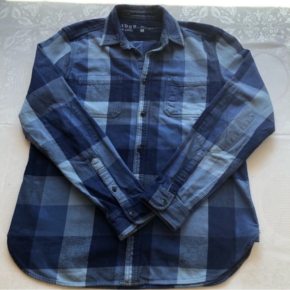 Gap Women’s Size M Blue Checkered Long Sleeves Button-Up Shirt Casual Collared - Picture 15 of 16